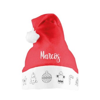 gorro para pintar papá noel con nombre personalizado