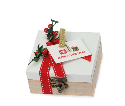 Caja madera navideña tarjeta Merry Christmas 5cora-choc 8x5x8cm - ANWB49