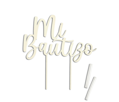 Cake topper madera Mi Bautizo 16x17x0,5cm. - AW46