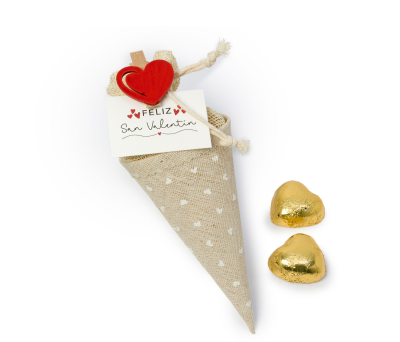 Cono Pinza corazón San Valentín 2cora-choc 6x5x16 cm. - AVB19.1