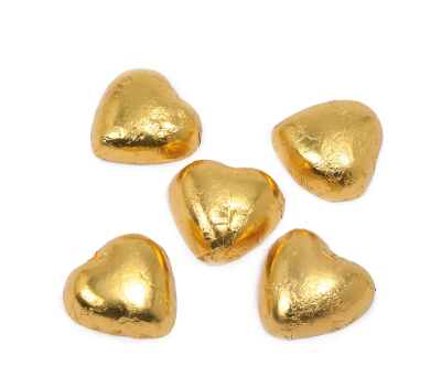 Cora-choc, corazones dorados rellenos de praliné 1 Kg.* - AQD12.11