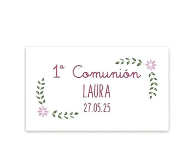 Tarjetas precortadas niña comunión flores rosas - AX927anha